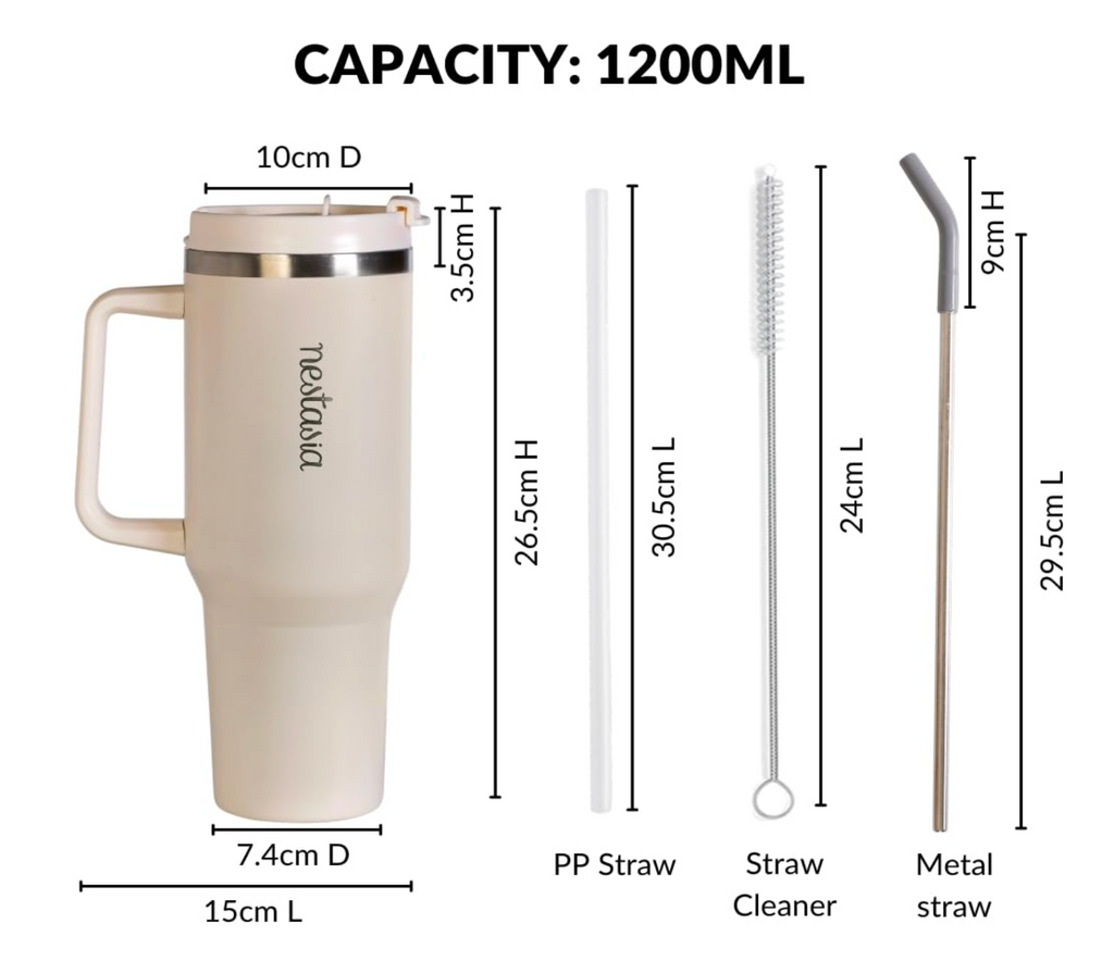 Nestasia GripSip40 Tumbler with Straw & Side Handle 1.2L