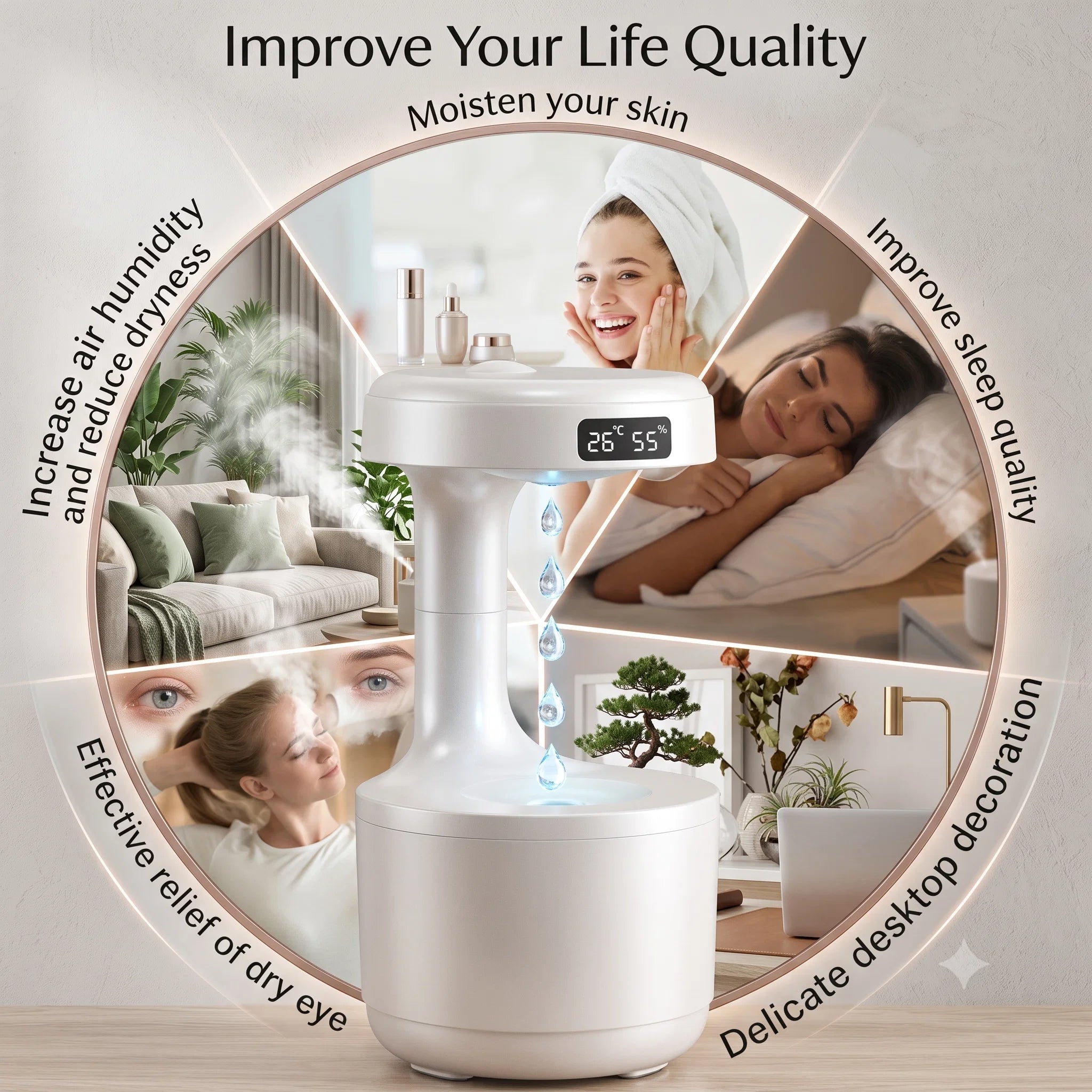 Anti Gravity Water Drop Humidifier Diffuser