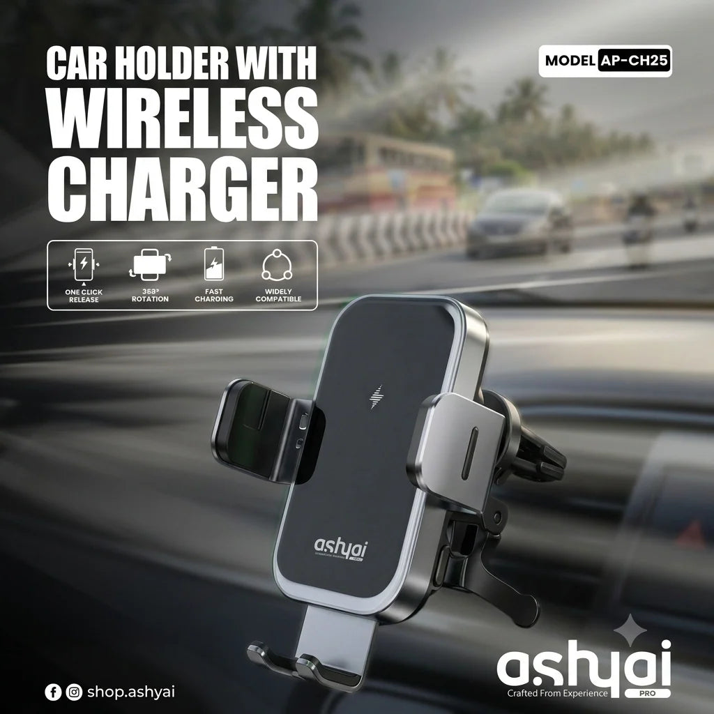 Fast Wireless Car Charger & Phone Holder Mount