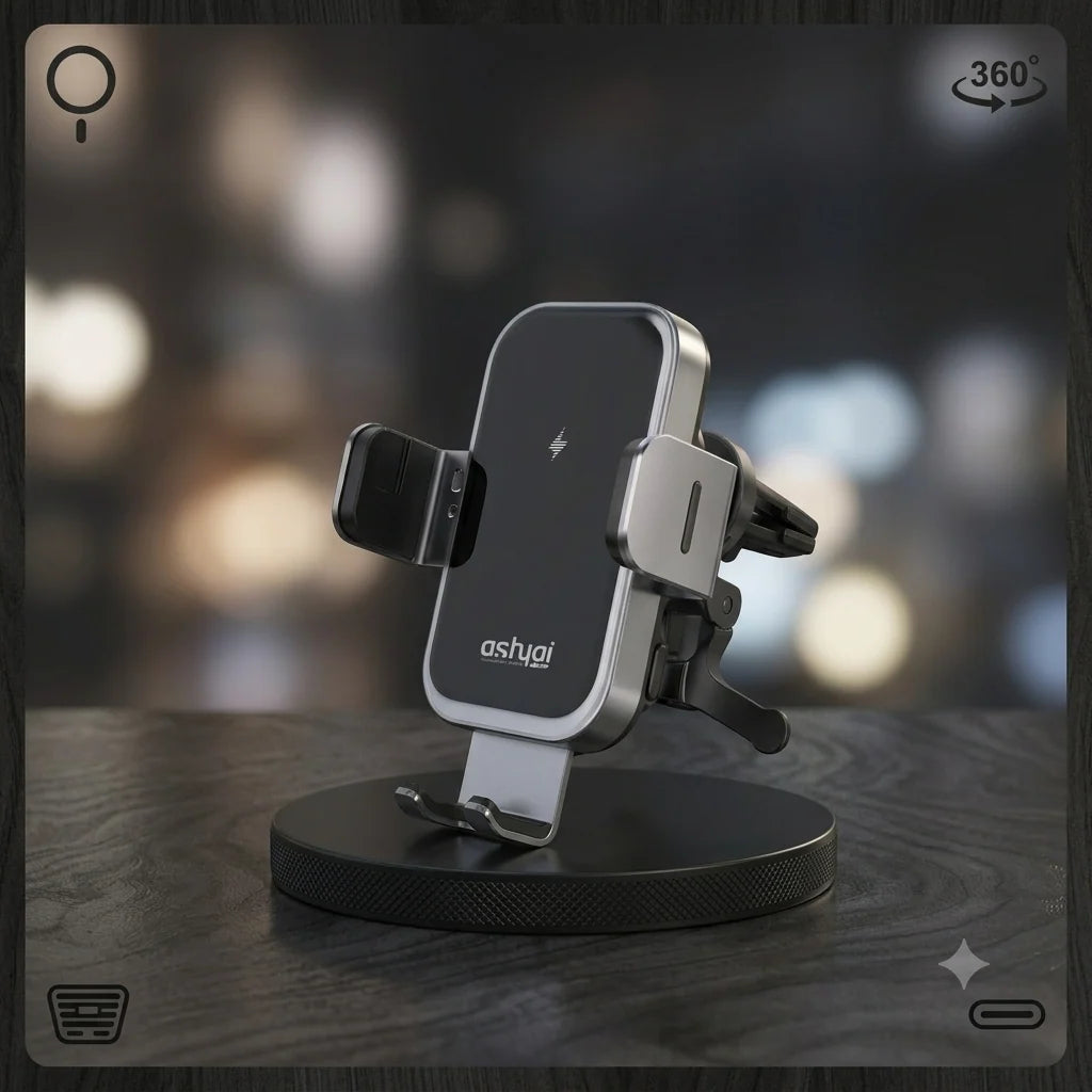 Fast Wireless Car Charger & Phone Holder Mount